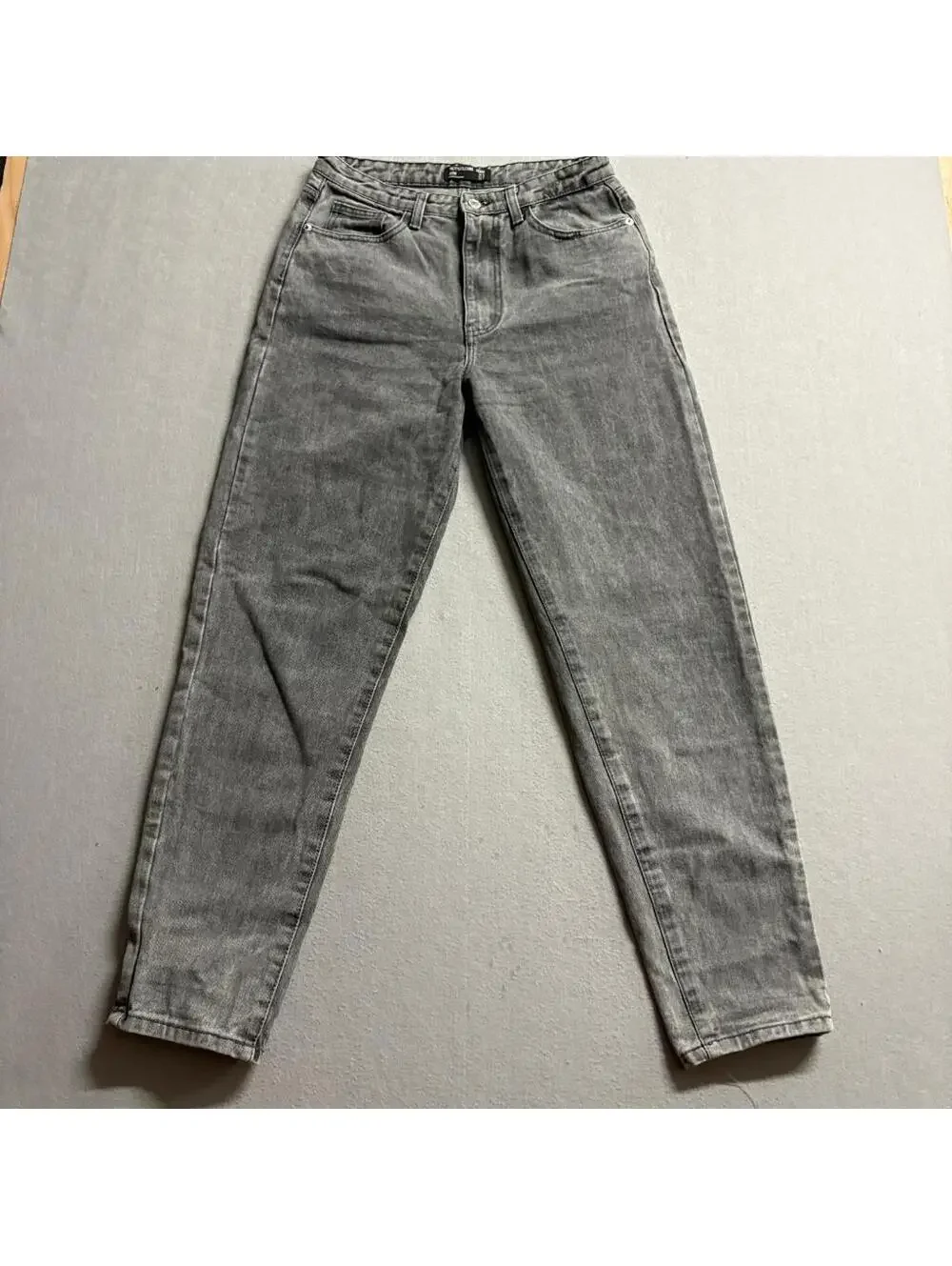 PrettyLittleThing Mom Jeans Womens US 6 Gray Acid Wash Denim High Rise Tapered